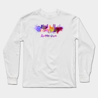 rotterdam skyline in watercolor Long Sleeve T-Shirt